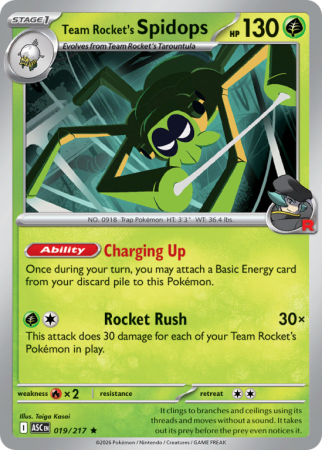Pokémonkaart Team Rocket's Spidops nummer 19/217 uit de set Ascended Heroes (Mega Evolution)