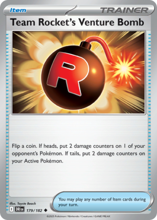 Pokémonkaart Team Rocket's Venture Bomb nummer 179/182 uit de set Destined Rivals (Scarlet & Violet)