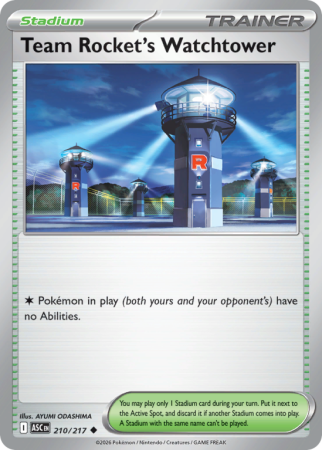 Pokémonkaart Team Rocket's Watchtower nummer 210/217 uit de set Ascended Heroes (Mega Evolution)