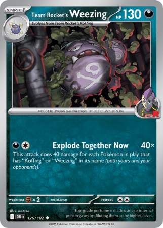 Pokémonkaart Team Rocket's Weezing nummer 126/182 uit de set Destined Rivals (Scarlet & Violet)