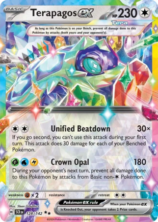 Pokémonkaart Terapagos ex nummer 128/142 uit de set Stellar Crown (Scarlet & Violet)