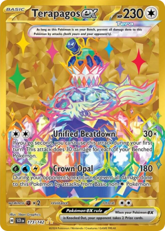 Pokémonkaart Terapagos ex nummer 173/142 uit de set Stellar Crown (Scarlet & Violet)