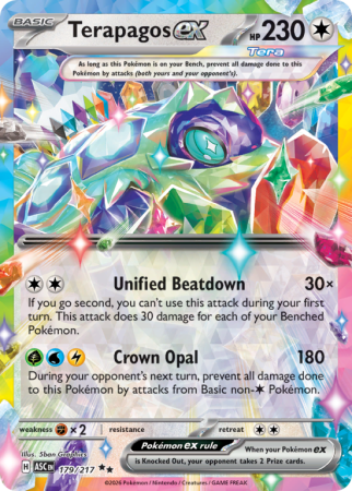 Pokémonkaart Terapagos ex nummer 179/217 uit de set Ascended Heroes (Mega Evolution)