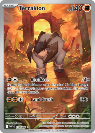 Pokémonkaart Terrakion nummer 135/86 uit de set White Flare (Scarlet & Violet)