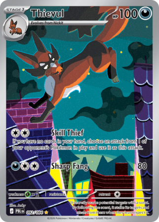 Pokémonkaart Thievul nummer 92/84 uit de set Pitch Black (Mega Evolution)
