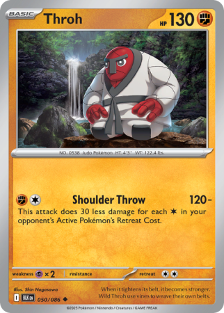 Pokémonkaart Throh nummer 50/86 uit de set Black Bolt (Scarlet & Violet)