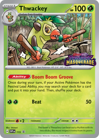 Pokémonkaart Thwackey nummer 115/14 uit de set Scarlet & Violet Black Star Promos (Scarlet & Violet)