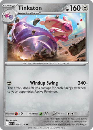 Pokémonkaart Tinkaton nummer 98/132 uit de set Mega Evolution