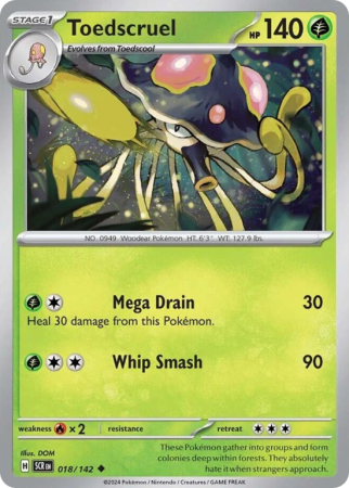 Pokémonkaart Toedscruel nummer 18/142 uit de set Stellar Crown (Scarlet & Violet)