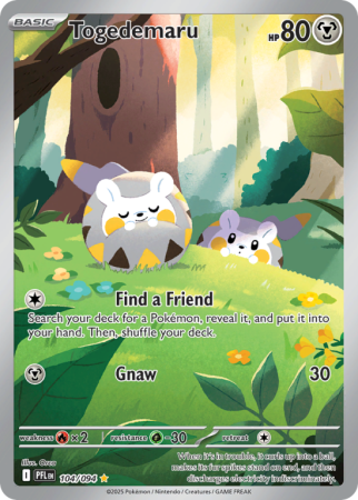 Pokémonkaart Togedemaru nummer 104/94 uit de set Phantasmal Flames (Mega Evolution)