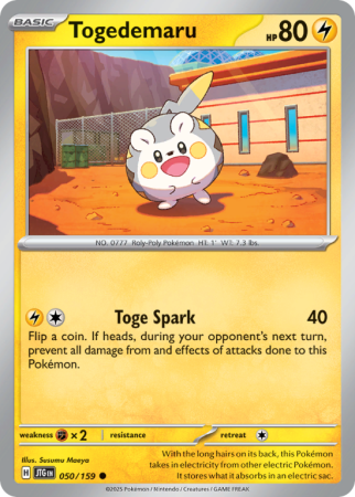 Pokémonkaart Togedemaru nummer 50/159 uit de set Journey Together (Scarlet & Violet)