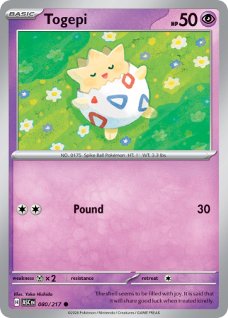 Pokémonkaart Togepi nummer 80/217 uit de set Ascended Heroes (Mega Evolution)