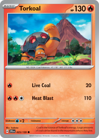 Pokémonkaart Torkoal nummer 25/159 uit de set Journey Together (Scarlet & Violet)