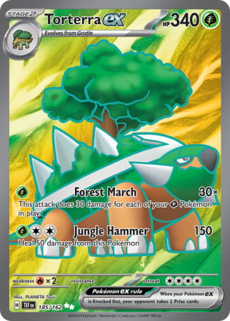 Pokémonkaart Torterra ex nummer 185/162 uit de set Temporal Forces (Scarlet & Violet)