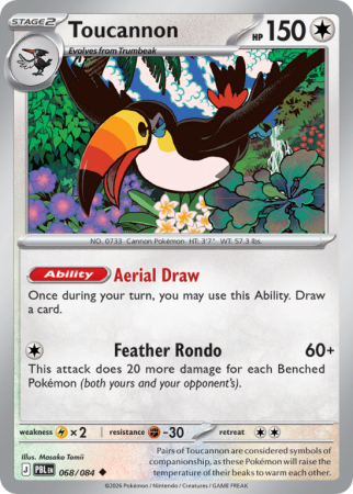 Pokémonkaart Toucannon nummer 68/84 uit de set Pitch Black (Mega Evolution)