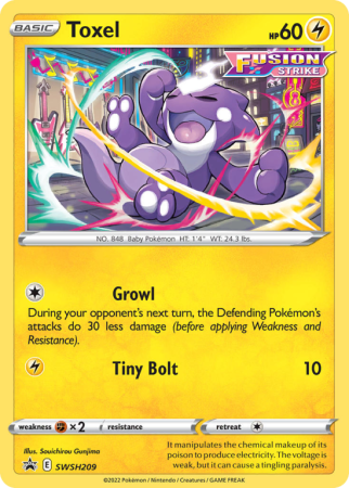 Pokémonkaart Toxel nummer SWSH209/103