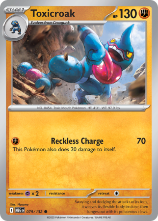 Pokémonkaart Toxicroak nummer 79/132 uit de set Mega Evolution
