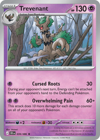 Pokémonkaart Trevenant nummer 39/86