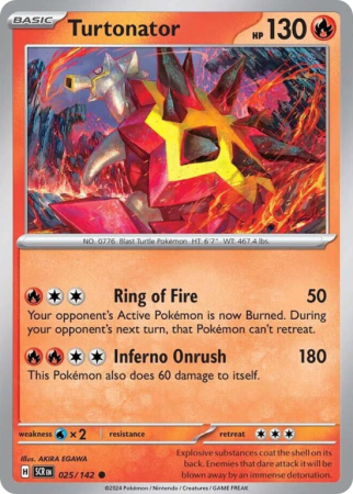 Pokémonkaart Turtonator nummer 25/142 uit de set Stellar Crown (Scarlet & Violet)