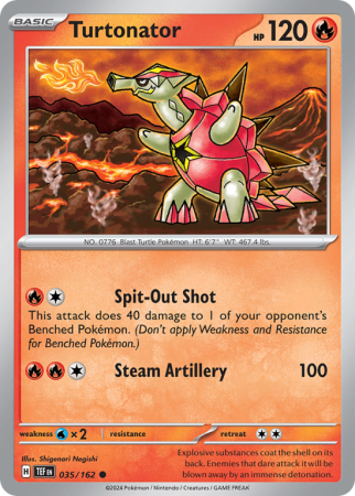 Pokémonkaart Turtonator nummer 35/162 uit de set Temporal Forces (Scarlet & Violet)
