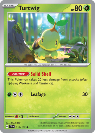 Pokémonkaart Turtwig nummer 10/162 uit de set Temporal Forces (Scarlet & Violet)