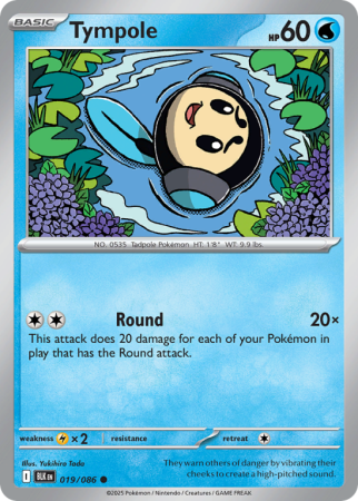 Pokémonkaart Tympole nummer 19/86 uit de set Black Bolt (Scarlet & Violet)