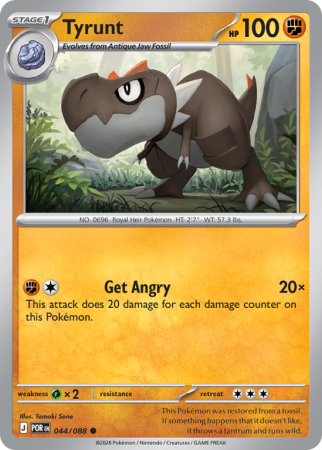 Pokémonkaart Tyrunt nummer 44/88 uit de set Perfect Order (Mega Evolution)