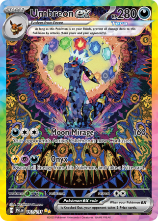 Pokémonkaart Umbreon ex nummer 161/131 uit de set Prismatic Evolutions (Scarlet & Violet)