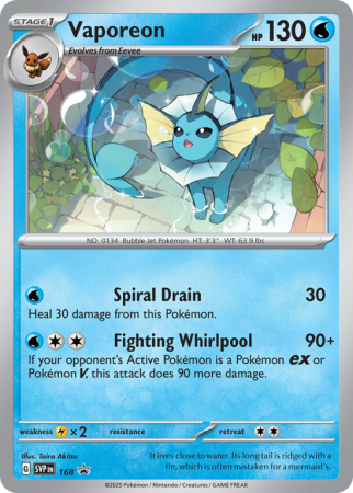 Pokémonkaart Vaporeon nummer 168/14 uit de set Scarlet & Violet Black Star Promos (Scarlet & Violet)