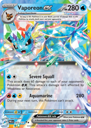Pokémonkaart Vaporeon ex nummer 23/131 uit de set Prismatic Evolutions (Scarlet & Violet)
