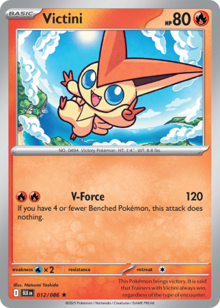 Pokémonkaart Victini nummer 12/86 uit de set Black Bolt (Scarlet & Violet)
