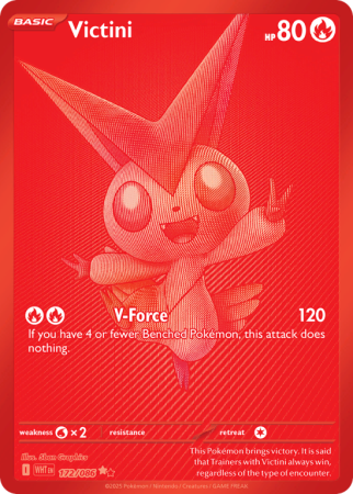Pokémonkaart Victini nummer 172/86 uit de set White Flare (Scarlet & Violet)