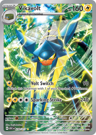 Pokémonkaart Vikavolt nummer 230/217 uit de set Ascended Heroes (Mega Evolution)