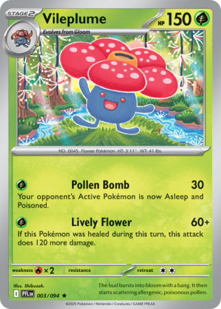 Pokémonkaart Vileplume nummer 3/94 uit de set Phantasmal Flames (Mega Evolution)