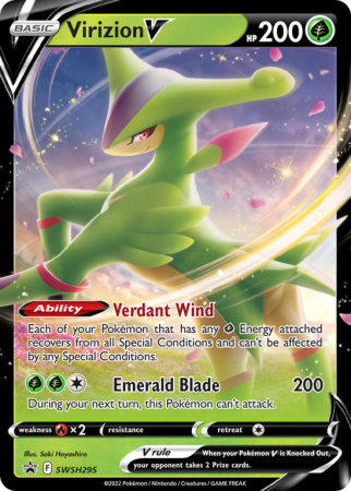 Pokémonkaart Virizion V nummer SWSH295/103 uit de set SWSH Black Star Promos (Sword & Shield)