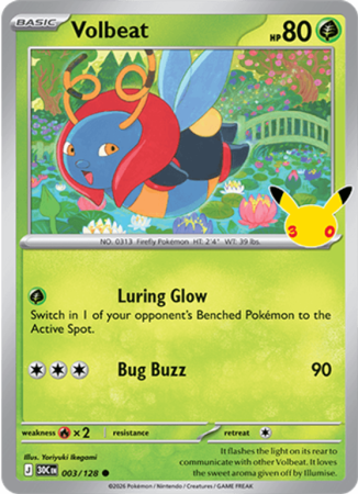 Pokémonkaart Volbeat nummer 003/128 uit de set 30th Celebration (Mega Evolution)