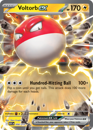 Pokémonkaart Voltorb ex nummer 58/217 uit de set Ascended Heroes (Mega Evolution)