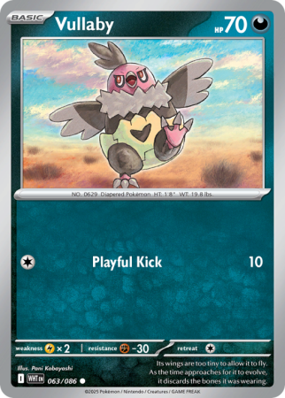 Pokémonkaart Vullaby nummer 63/86 uit de set White Flare (Scarlet & Violet)
