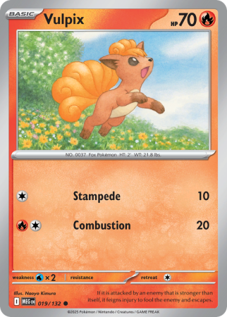 Pokémonkaart Vulpix nummer 19/132 uit de set Mega Evolution