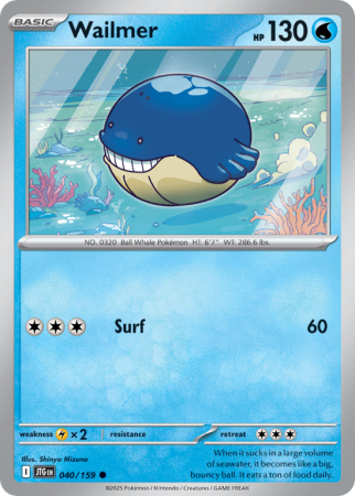 Pokémonkaart Wailmer nummer 40/159 uit de set Journey Together (Scarlet & Violet)