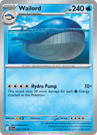 Pokémonkaart Wailord nummer 41/159 uit de set Journey Together (Scarlet & Violet)