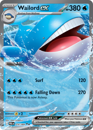 Pokémonkaart Wailord ex nummer 16/84 uit de set Pitch Black (Mega Evolution)