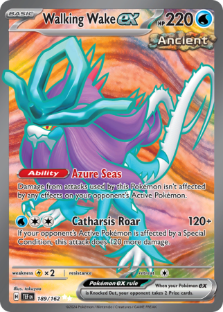 Pokémonkaart Walking Wake ex nummer 189/162 uit de set Temporal Forces (Scarlet & Violet)