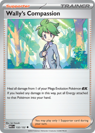 Pokémonkaart Wally's Compassion nummer 132/132 uit de set Mega Evolution
