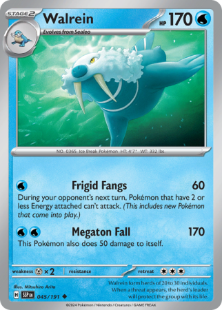 Pokémonkaart Walrein nummer 45/191 uit de set Surging Sparks (Scarlet & Violet)