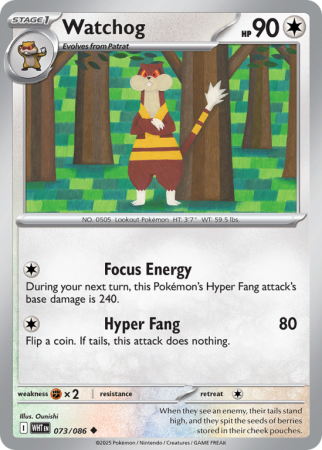 Pokémonkaart Watchog nummer 73/86 uit de set White Flare (Scarlet & Violet)