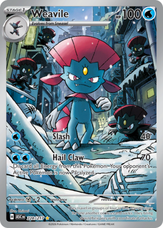 Pokémonkaart Weavile nummer 228/217 uit de set Ascended Heroes (Mega Evolution)