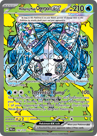 Pokémonkaart Wellspring Mask Ogerpon ex nummer 152/131 uit de set Prismatic Evolutions (Scarlet & Violet)