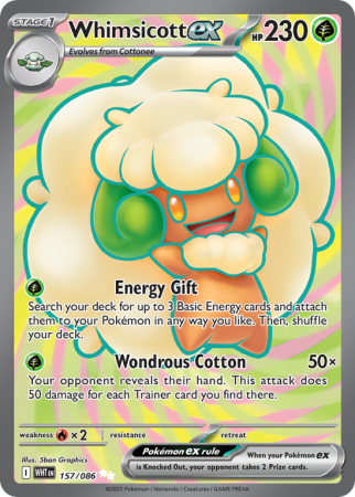 Pokémonkaart Whimsicott ex nummer 157/86 uit de set White Flare (Scarlet & Violet)