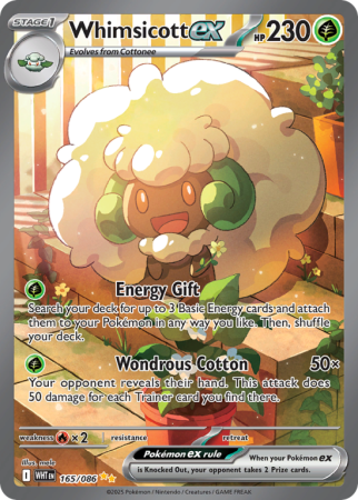 Pokémonkaart Whimsicott ex nummer 165/86 uit de set White Flare (Scarlet & Violet)
